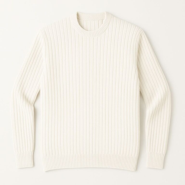 Heavy Knit Unisex Jumper-White - Image 3